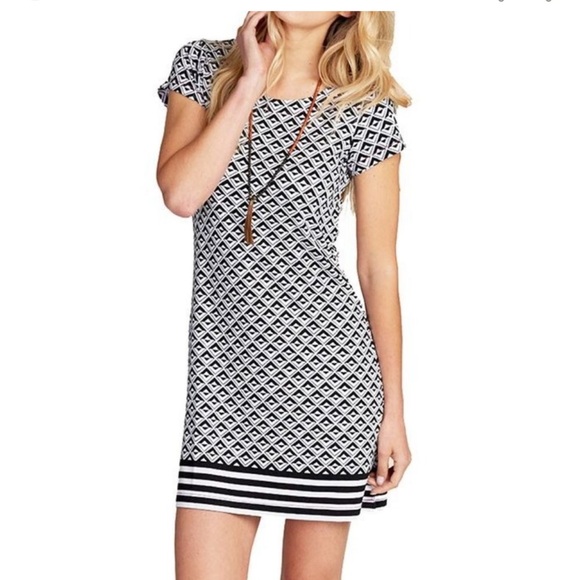 ⭐️BOGO FREE⭐️ HATLEY “Nellie” Geometric Diamond Patterned Mini Dress M - Picture 1 of 12